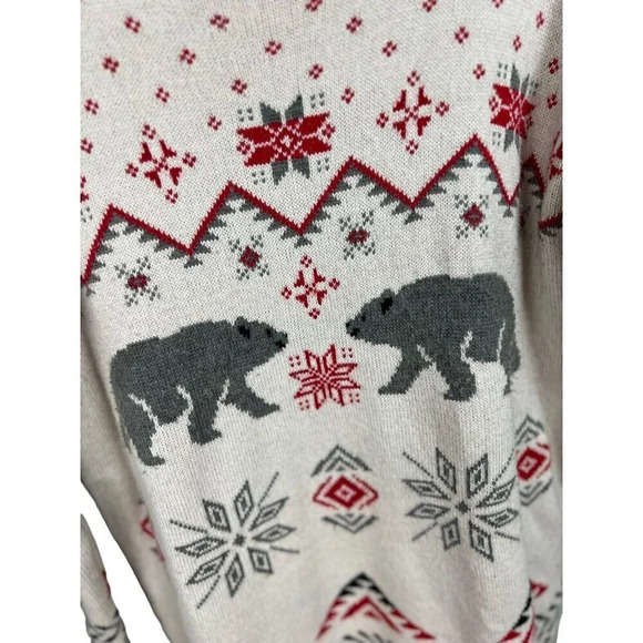 Mossimo Supply Co Pullover Tight Knit Fair Isle Polar Bear Sweater Size Large - Picture 6 of 8